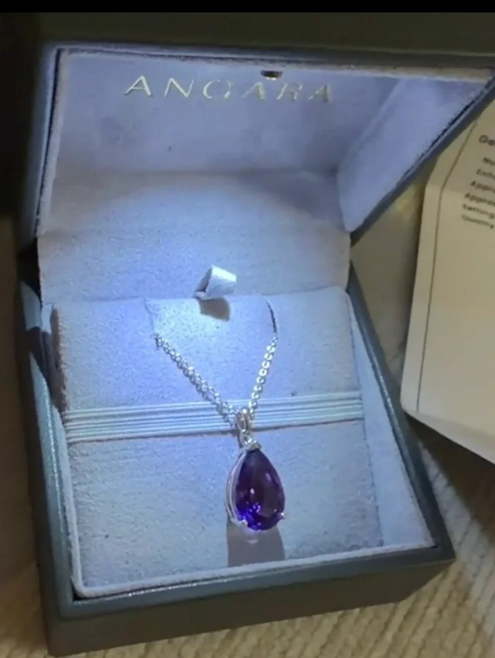 Angara Purple Teardrop Amethyst Pendant Necklace